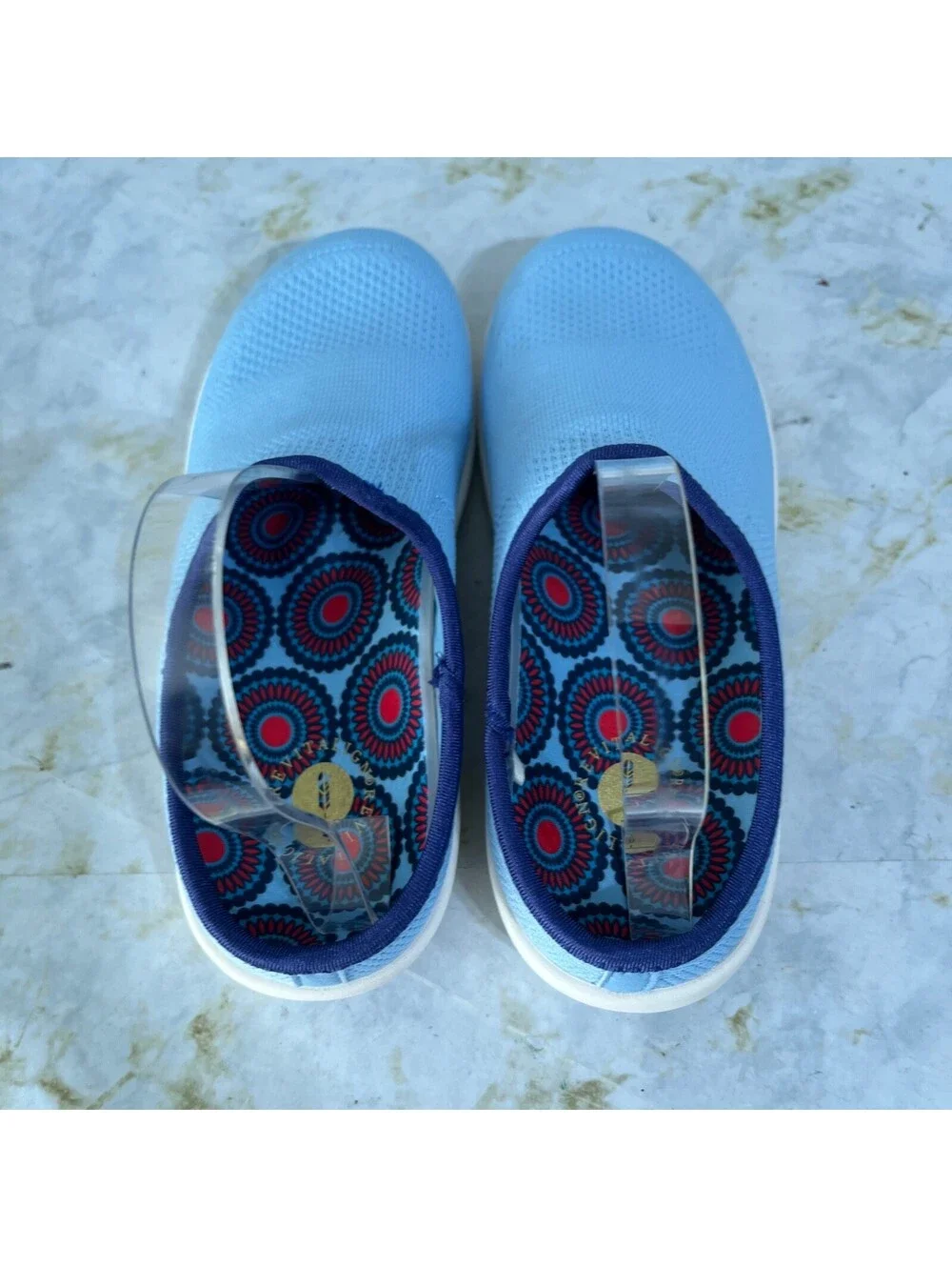 Revitalign Orthotic Women's Size 7 Shoes Blue White Knit Comfort Mules Sneakers